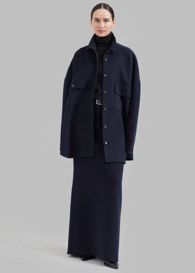 Clothing Women The Frankie Shop Dallas Wool Overshirt 8211 Navy