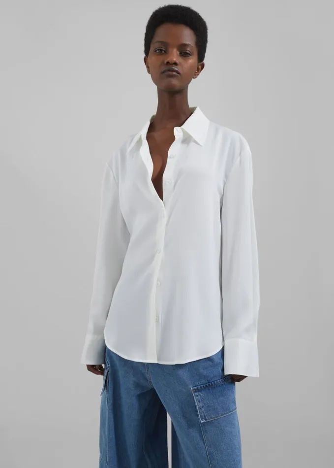 Clothing Women The Frankie Shop Daylin Button Up Shirt 8211 Ivory