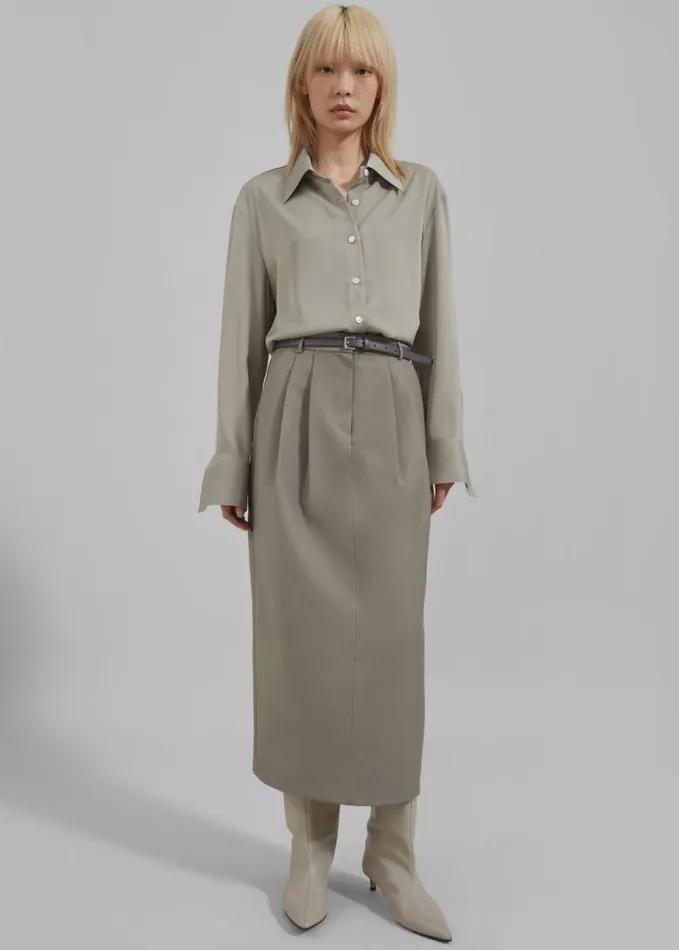 Clothing Women The Frankie Shop Daylin Button Up Shirt 8211 Khaki