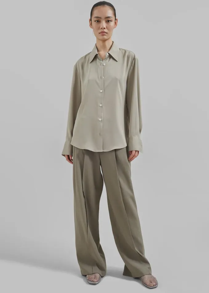 Clothing Women The Frankie Shop Daylin Button Up Shirt 8211 Khaki