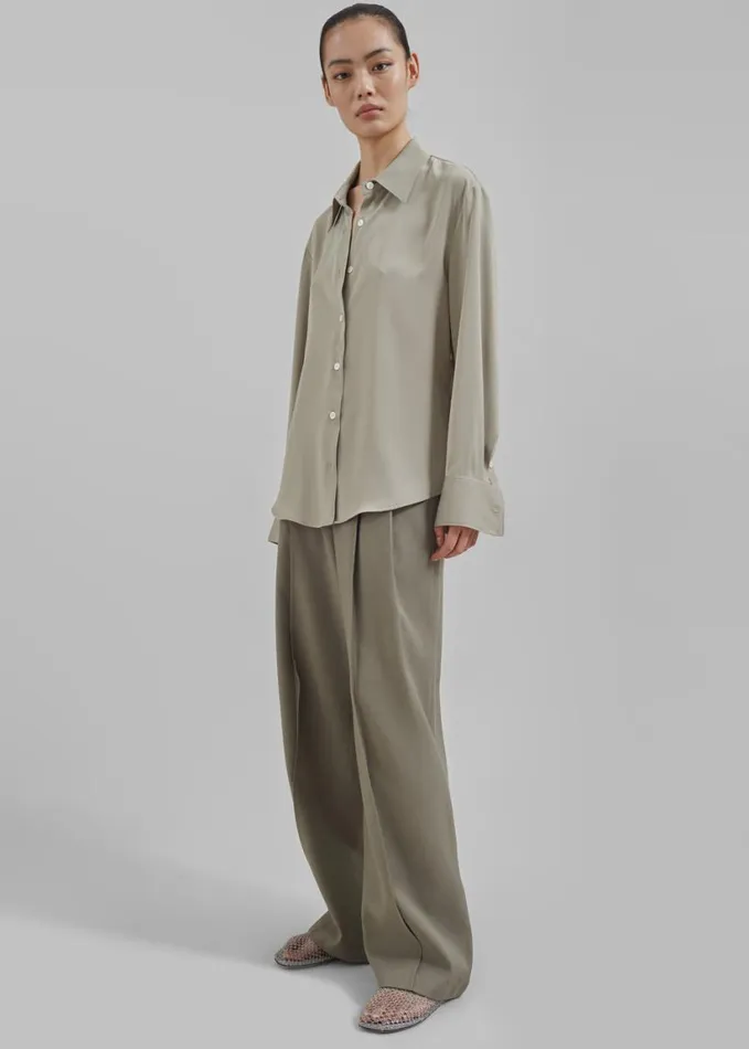 Clothing Women The Frankie Shop Daylin Button Up Shirt 8211 Khaki