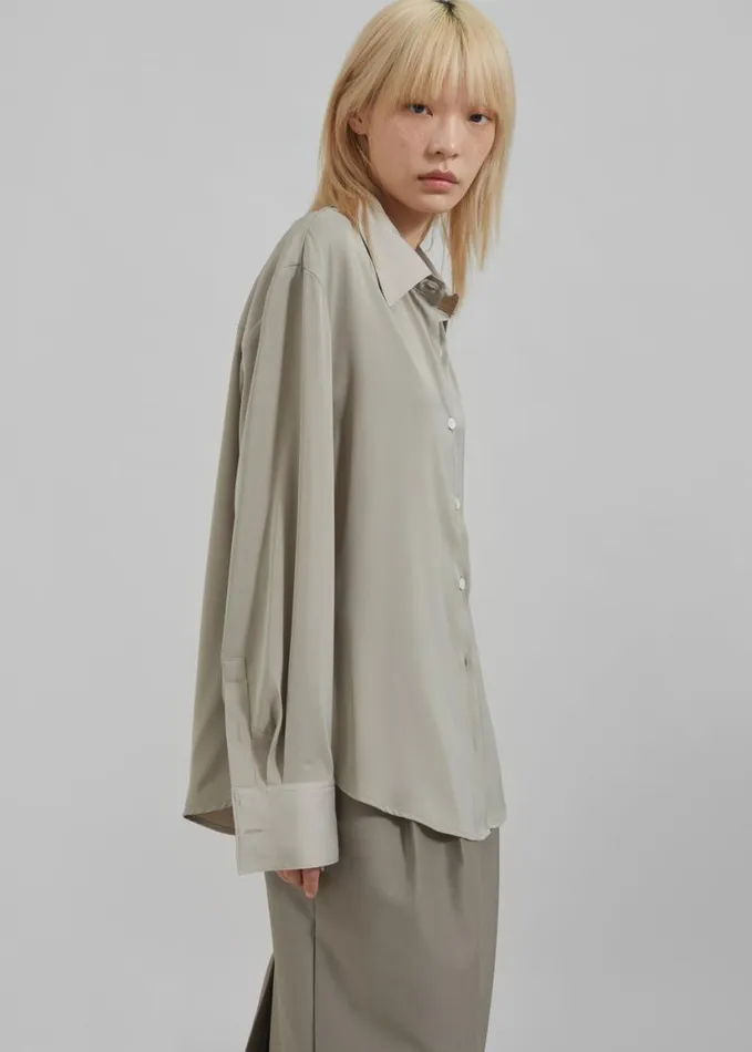 Clothing Women The Frankie Shop Daylin Button Up Shirt 8211 Khaki