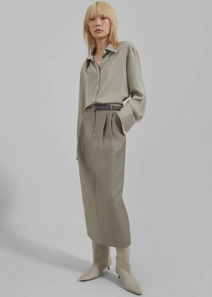 Clothing Women The Frankie Shop Daylin Button Up Shirt 8211 Khaki