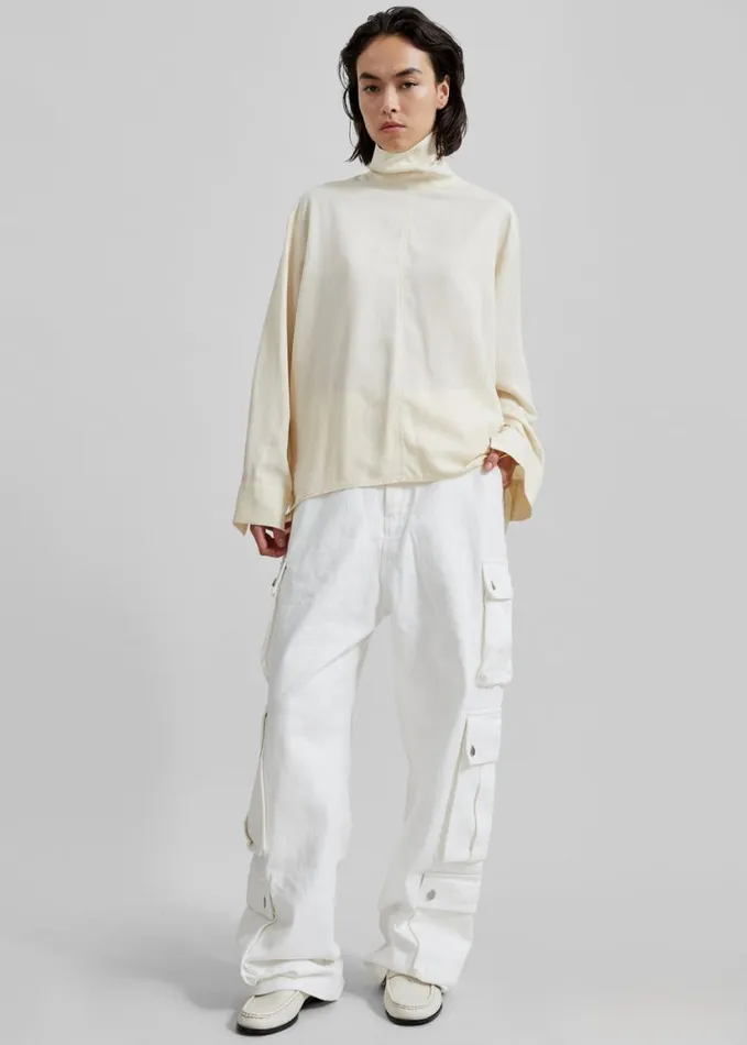 Clothing Women The Frankie Shop Dion Asymmetric Blouse 8211 Beige