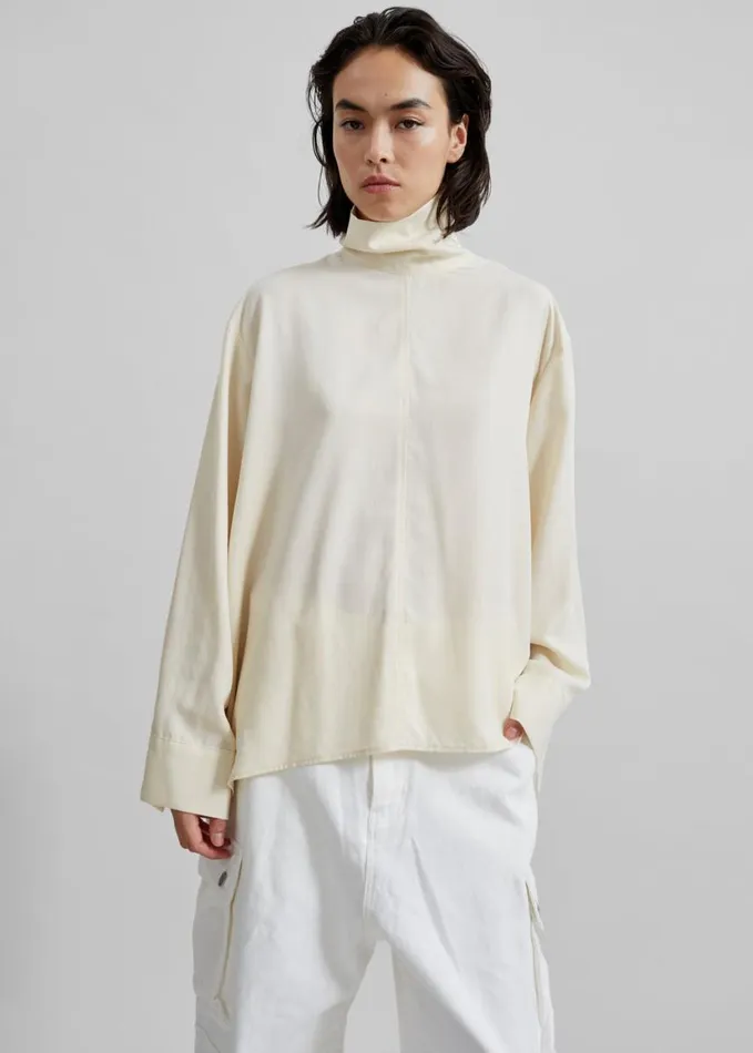 Clothing Women The Frankie Shop Dion Asymmetric Blouse 8211 Beige