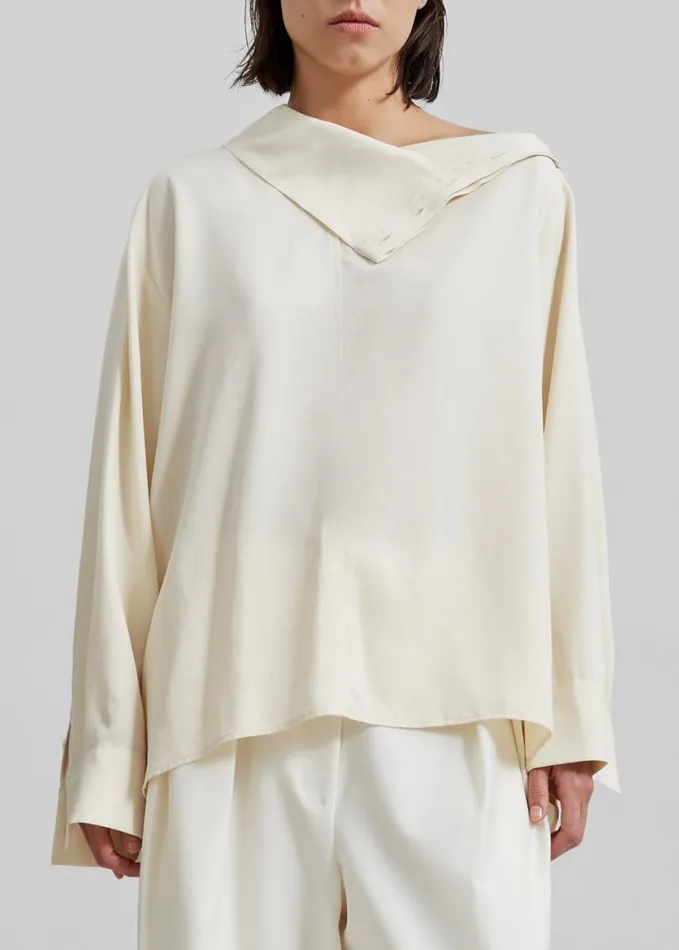 Clothing Women The Frankie Shop Dion Asymmetric Blouse 8211 Beige