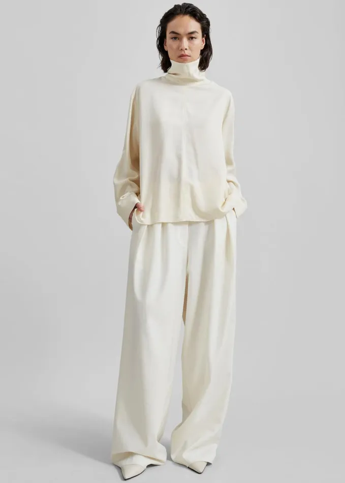 Clothing Women The Frankie Shop Dion Asymmetric Blouse 8211 Beige