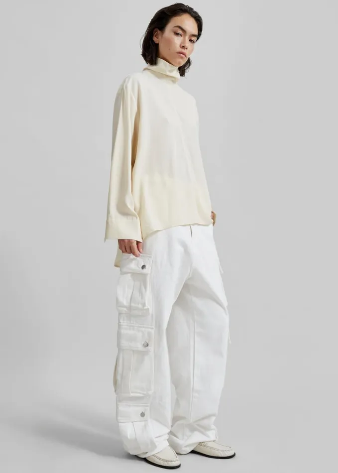 Clothing Women The Frankie Shop Dion Asymmetric Blouse 8211 Beige