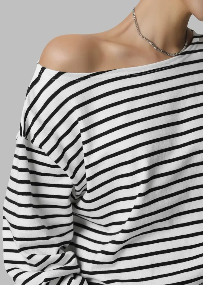 Clothing Women The Frankie Shop Elin Boatneck Top 8211 Black Stripe