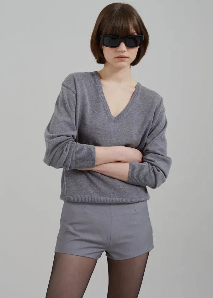 Clothing Women The Frankie Shop Eliora V Neck Sweater 8211 Grey