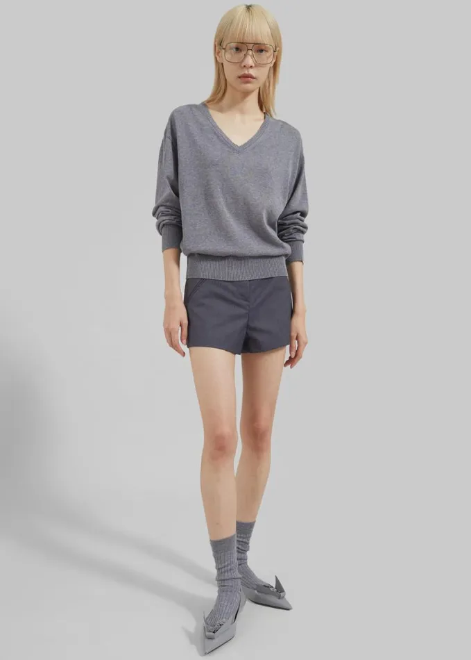 Clothing Women The Frankie Shop Eliora V Neck Sweater 8211 Grey