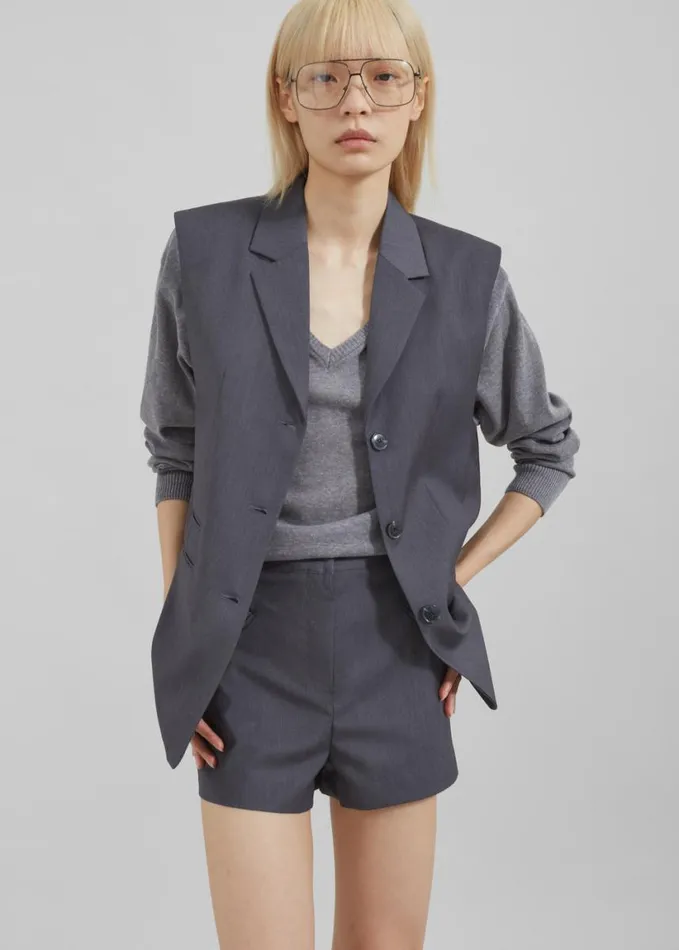 Clothing Women The Frankie Shop Eliora V Neck Sweater 8211 Grey