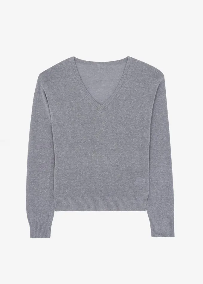 Clothing Women The Frankie Shop Eliora V Neck Sweater 8211 Grey
