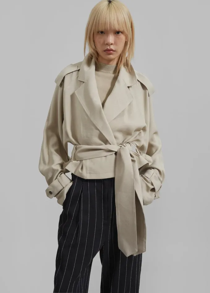 Clothing Women The Frankie Shop Faven Cropped Trench 8211 Beige