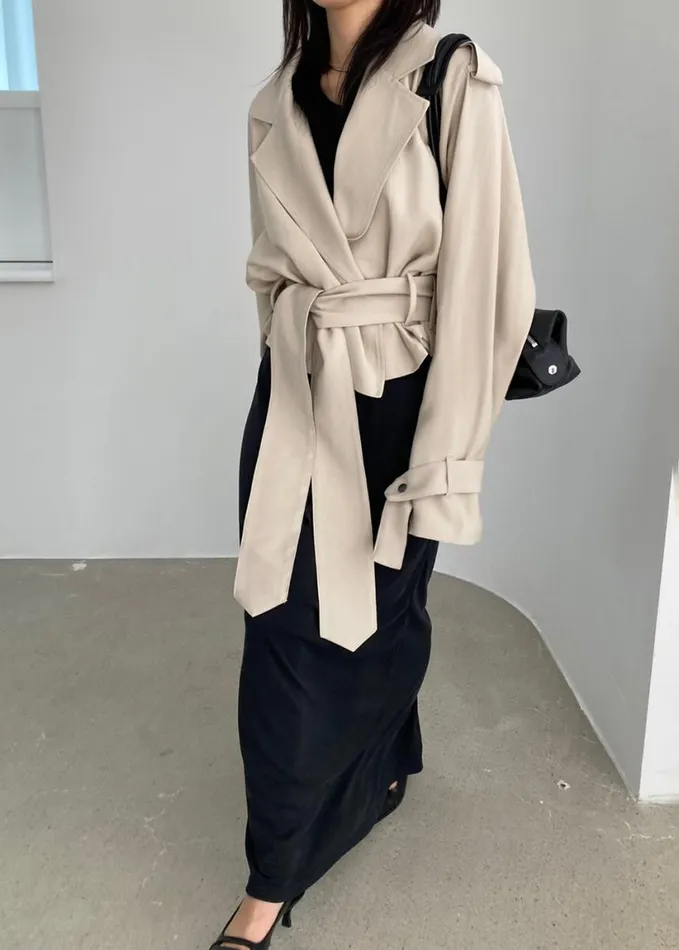 Clothing Women The Frankie Shop Faven Cropped Trench 8211 Beige