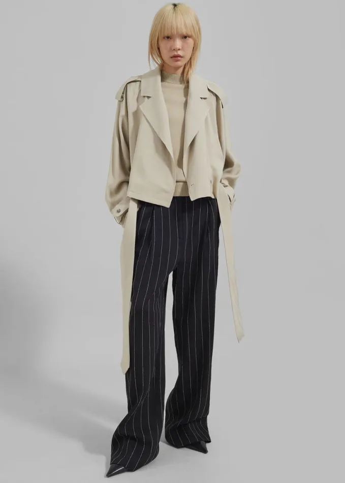 Clothing Women The Frankie Shop Faven Cropped Trench 8211 Beige