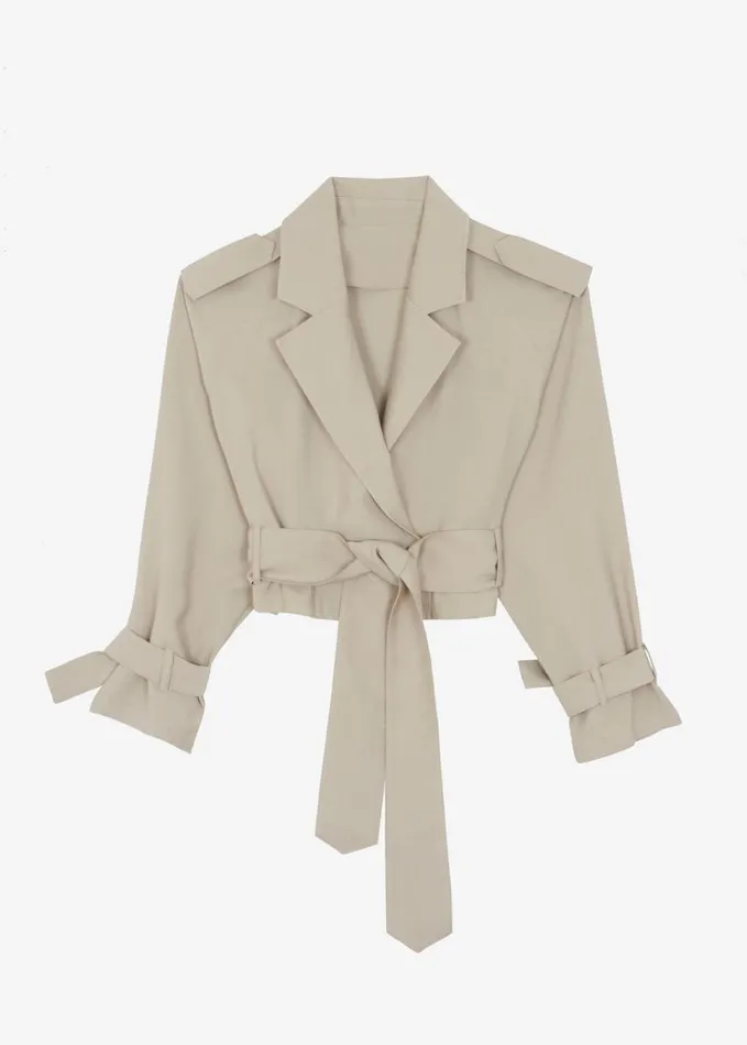 Clothing Women The Frankie Shop Faven Cropped Trench 8211 Beige