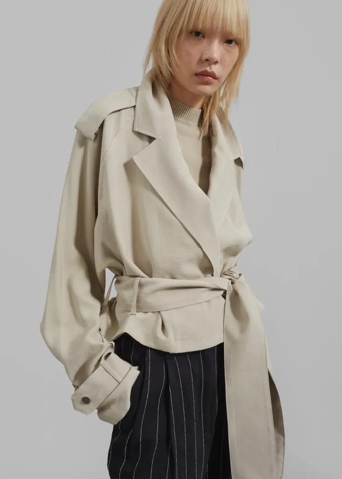 Clothing Women The Frankie Shop Faven Cropped Trench 8211 Beige