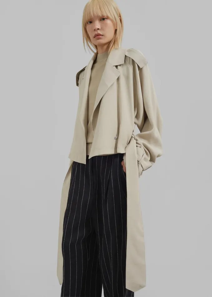 Clothing Women The Frankie Shop Faven Cropped Trench 8211 Beige