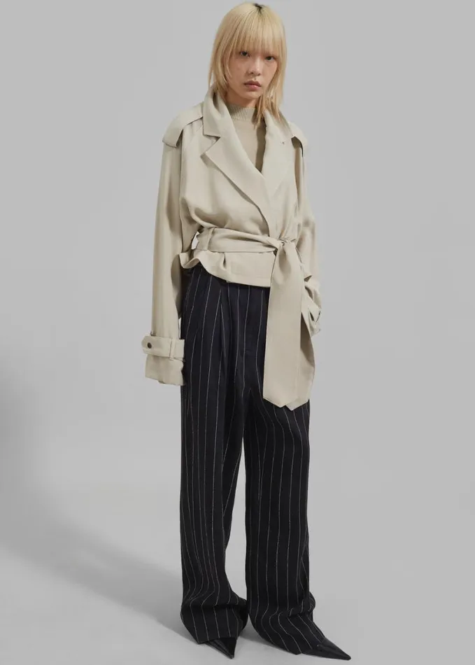 Clothing Women The Frankie Shop Faven Cropped Trench 8211 Beige