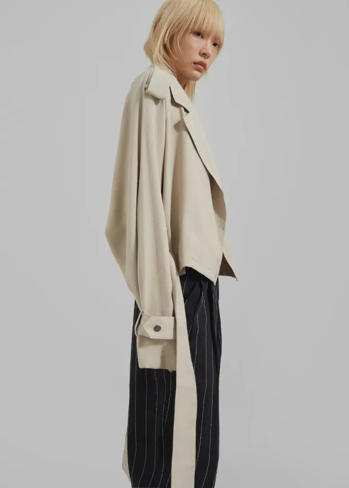 Clothing Women The Frankie Shop Faven Cropped Trench 8211 Beige