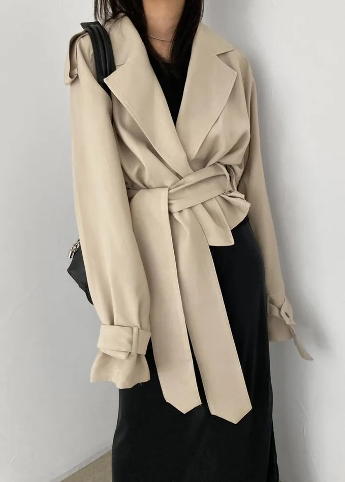 Clothing Women The Frankie Shop Faven Cropped Trench 8211 Beige