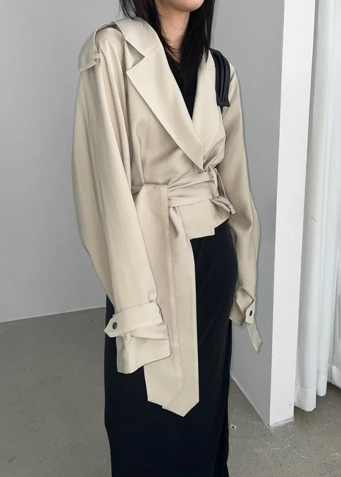 Clothing Women The Frankie Shop Faven Cropped Trench 8211 Beige