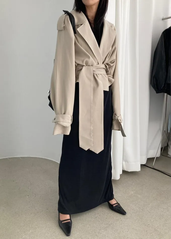 Clothing Women The Frankie Shop Faven Cropped Trench 8211 Beige