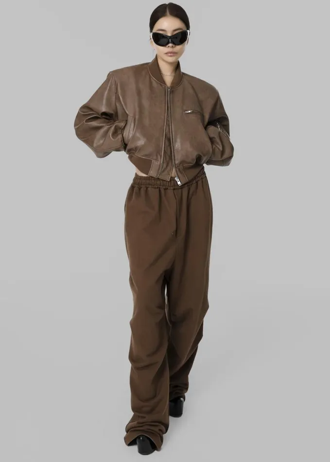 Clothing Women The Frankie Shop Gae Faux Leather Cropped Bomber 8211 Brown