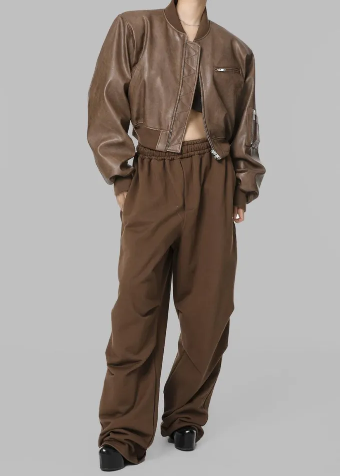 Clothing Women The Frankie Shop Gae Faux Leather Cropped Bomber 8211 Brown