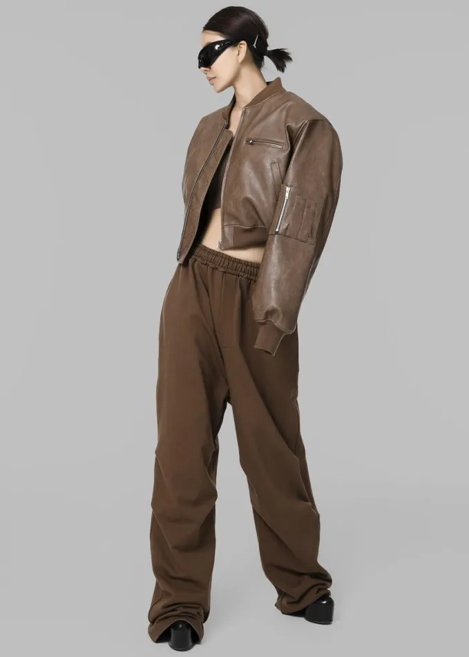 Clothing Women The Frankie Shop Gae Faux Leather Cropped Bomber 8211 Brown