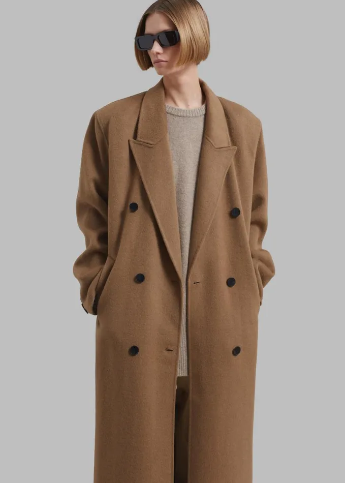 Clothing Women The Frankie Shop Gaia Double Breasted Coat 8211 Camel