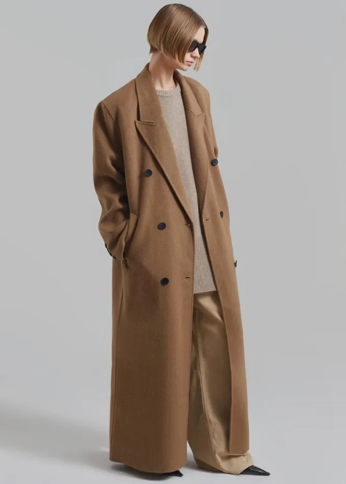 Clothing Women The Frankie Shop Gaia Double Breasted Coat 8211 Camel