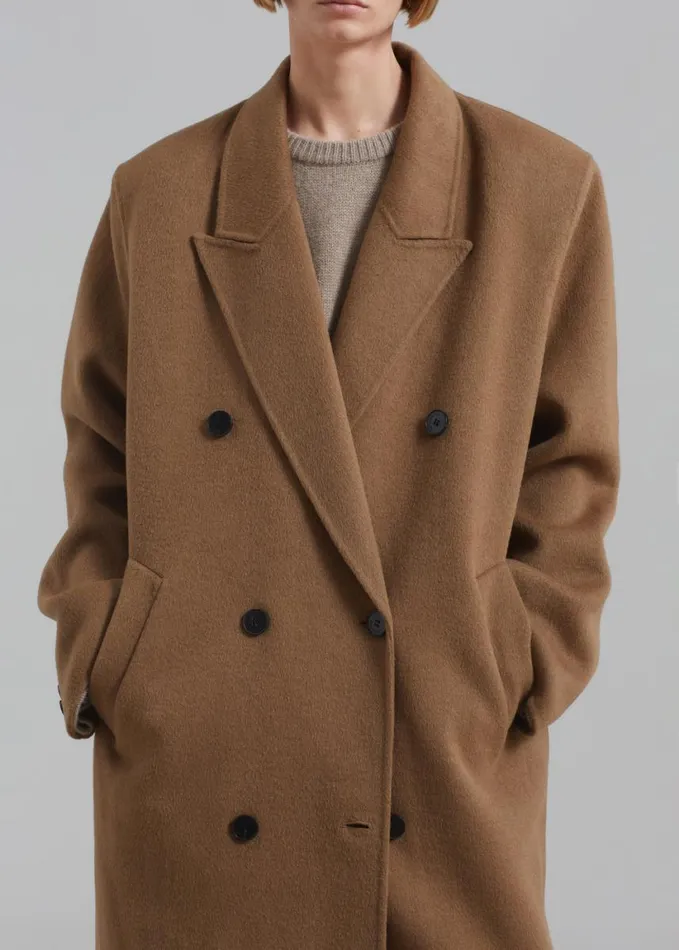 Clothing Women The Frankie Shop Gaia Double Breasted Coat 8211 Camel