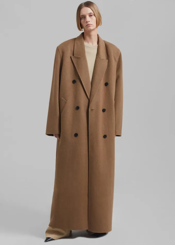 Clothing Women The Frankie Shop Gaia Double Breasted Coat 8211 Camel