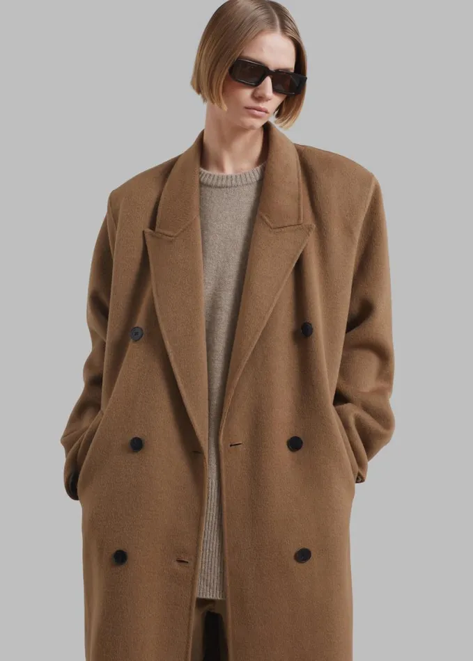 Clothing Women The Frankie Shop Gaia Double Breasted Coat 8211 Camel