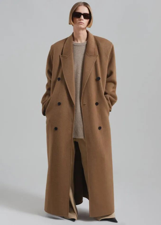 Clothing Women The Frankie Shop Gaia Double Breasted Coat 8211 Camel