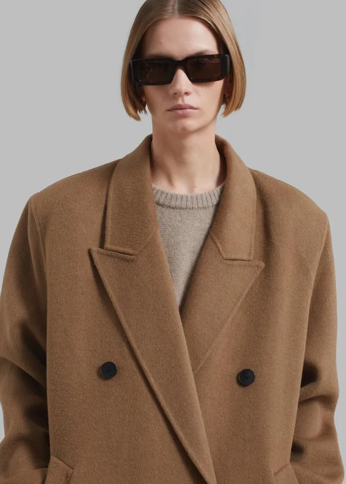 Clothing Women The Frankie Shop Gaia Double Breasted Coat 8211 Camel