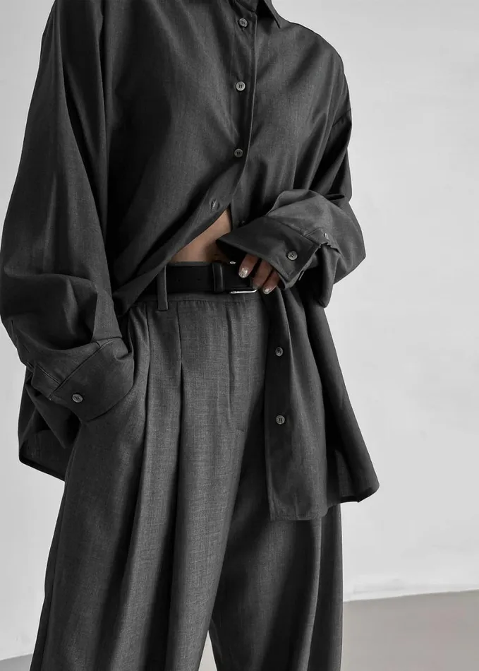 Clothing Women The Frankie Shop Gelso Pleated Trousers 8211 Dark Grey Melange