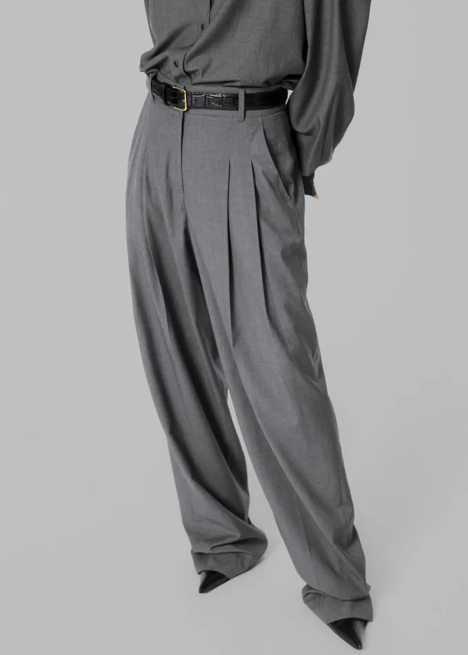 Clothing Women The Frankie Shop Gelso Pleated Trousers 8211 Dark Grey Melange