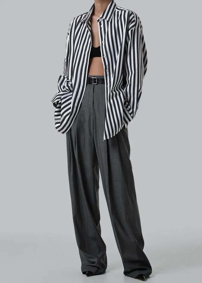 Clothing Women The Frankie Shop Gelso Pleated Trousers 8211 Dark Grey Melange