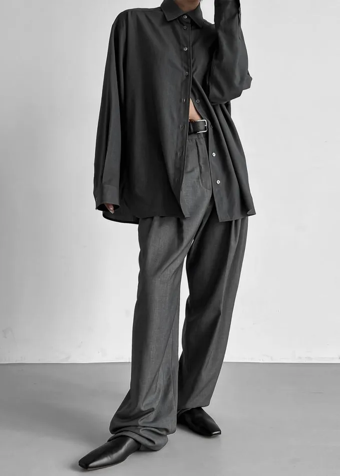 Clothing Women The Frankie Shop Gelso Pleated Trousers 8211 Dark Grey Melange