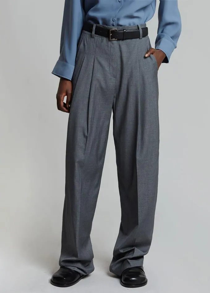 Clothing Women The Frankie Shop Gelso Pleated Trousers 8211 Dark Grey Melange