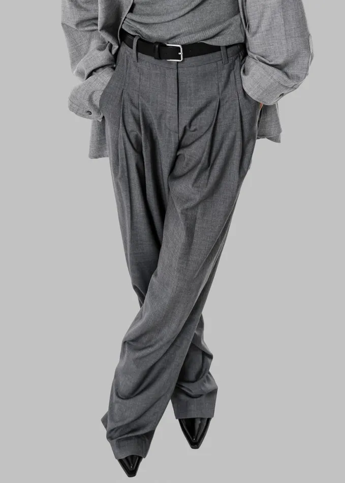 Clothing Women The Frankie Shop Gelso Pleated Trousers 8211 Dark Grey Melange