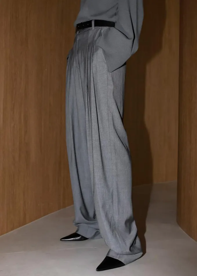 Clothing Women The Frankie Shop Gelso Pleated Trousers 8211 Dark Grey Melange