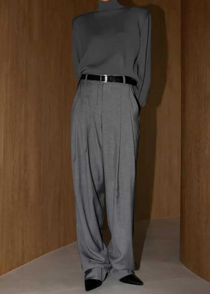 Clothing Women The Frankie Shop Gelso Pleated Trousers 8211 Dark Grey Melange