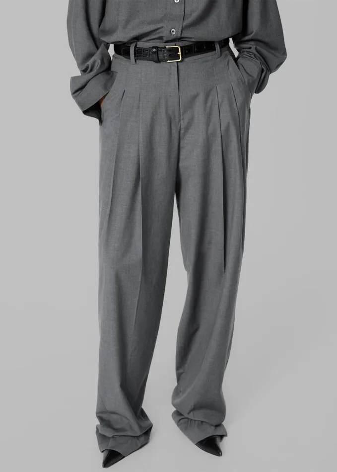 Clothing Women The Frankie Shop Gelso Pleated Trousers 8211 Dark Grey Melange