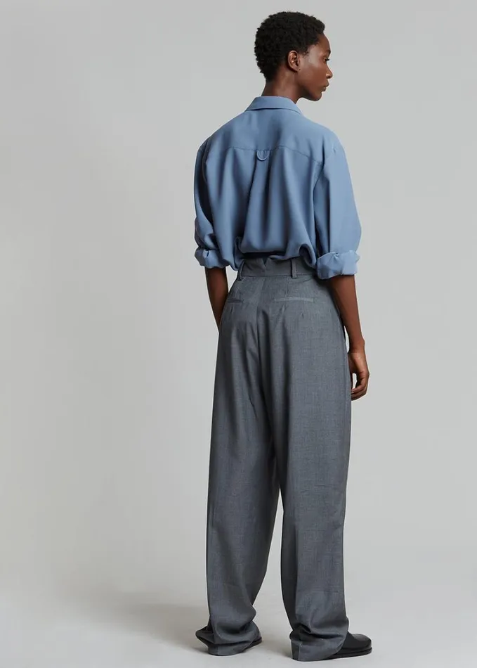 Clothing Women The Frankie Shop Gelso Pleated Trousers 8211 Dark Grey Melange