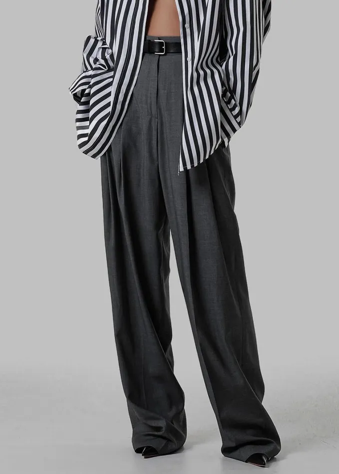 Clothing Women The Frankie Shop Gelso Pleated Trousers 8211 Dark Grey Melange
