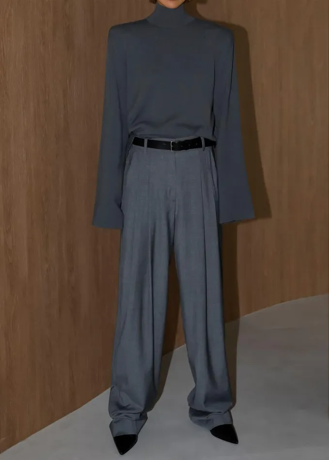 Clothing Women The Frankie Shop Gelso Pleated Trousers 8211 Dark Grey Melange